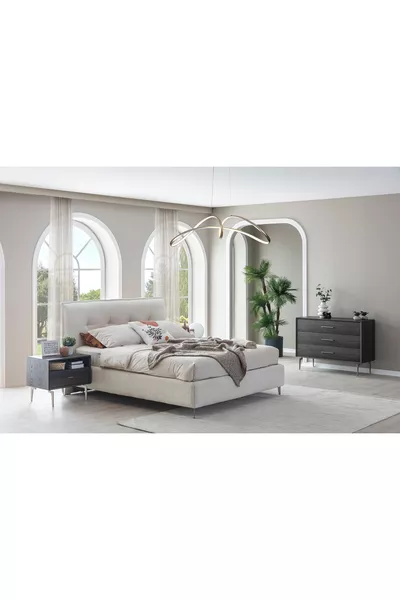 ENSEMBLE DE CHAMBRE PANDOR NOX AVEC VITRES, MODULE D'ANGLE, NOYER FONCÉ