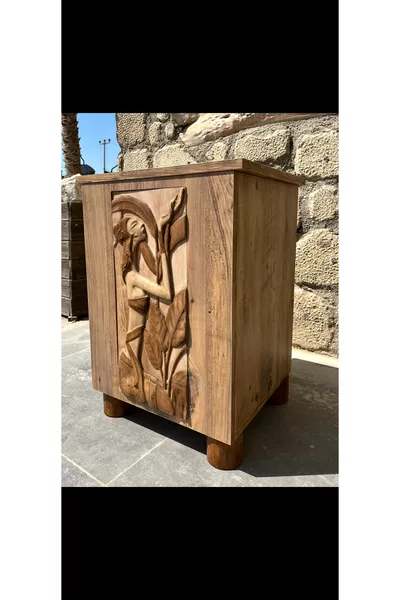 Misswoodtr Nightstand 1-Shelf Rustic Dresser Cabinet
