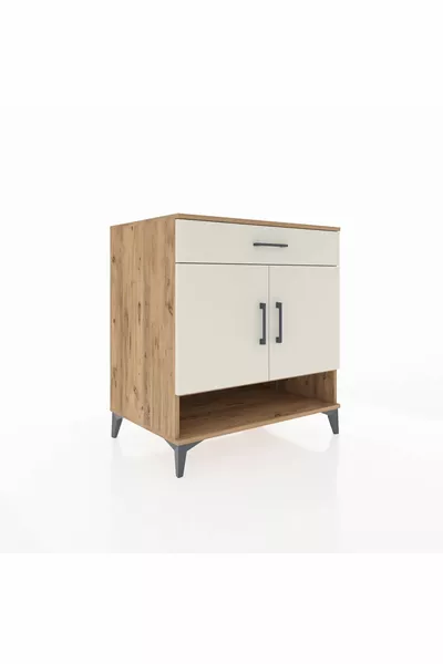 Kronos Dresser with 2 Shelves, 1 Drawer, 2 Doors, Pine-Onyx