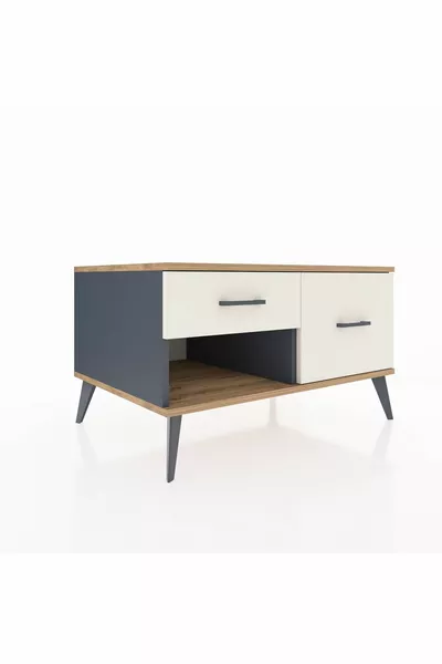 Comò Kronos 2 Cassetti Antracite-Pino/Pietra di Luna