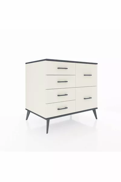 Commode Kronos 6 tiroirs Pierre de lune-Anthracite/Pierre de lune