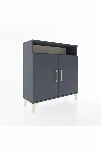 Commode Arges 3 étagères 2 portes Anthracite-Anthracite