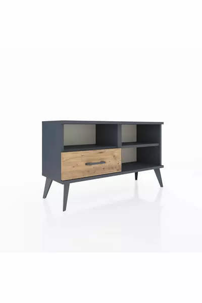 Comò Arges con 2 Ripiani e 1 Cassetto Antracite-Antracite/Pino