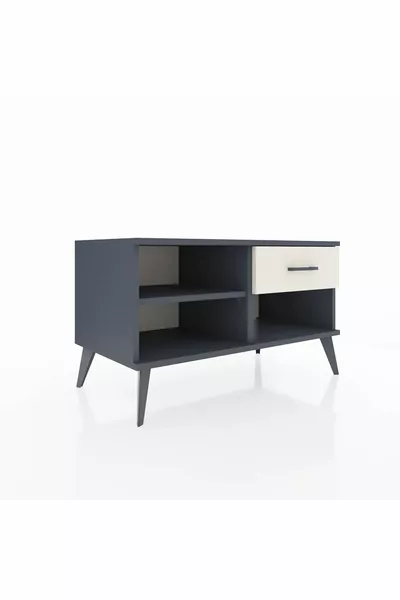 Commode Hyperion à une étagère et un tiroir Anthracite-Anthracite/Pierre de Lune