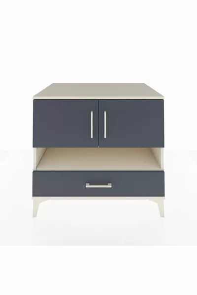 Commode Kronos avec 3 étagères, 1 tiroir et 2 portes, Pierre de Lune-Anthracite