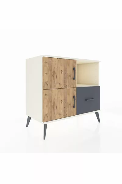 Hyperion Dressoir 2 Planken met 1 Lade en 2 Deuren Agaat-Spar/Antraciet