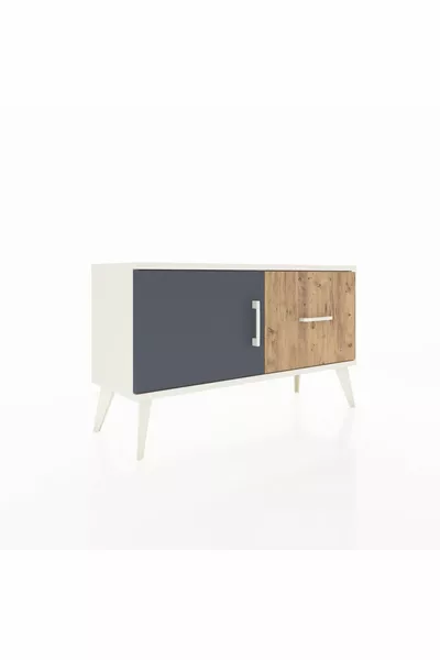 Arges Dresser with Single Shelf, Single Drawer, Single Door Moonstone-Anthracite/Pine