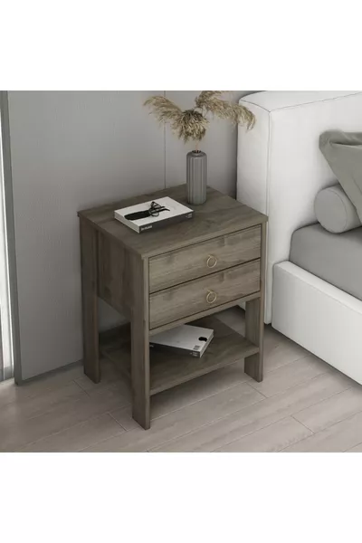 Zen Modern 2-Drawer Nightstand Walnut