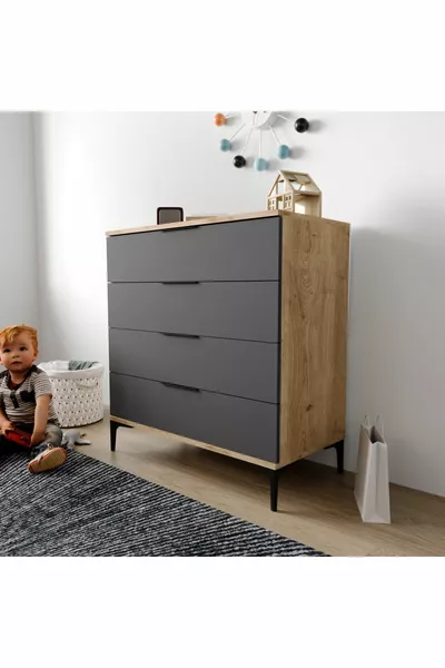 Aden 4-laden Antraciet Commode, Slaapkamer, Kinderkamer
