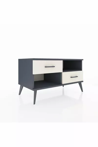 Hyperion Kommode mit einem Regal und 2 Schubladen Anthrazit-Anthrazit/Marmor