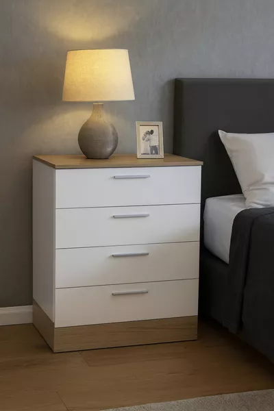 Base 4-Drawer Dresser - Italian Oak-Matte White
