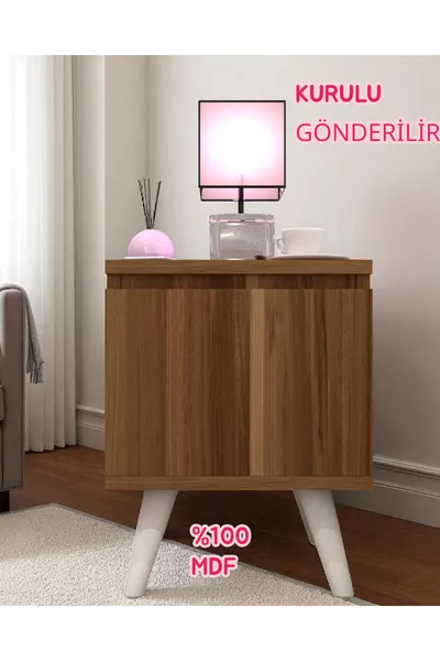 Table de chevet Gimli avec compartiment secret, MDF, assemblé, ne nécessite pas de montage