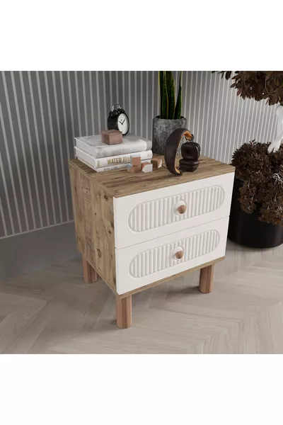 MILA 2-Drawer Nightstand - MDF Cover in Moonstone