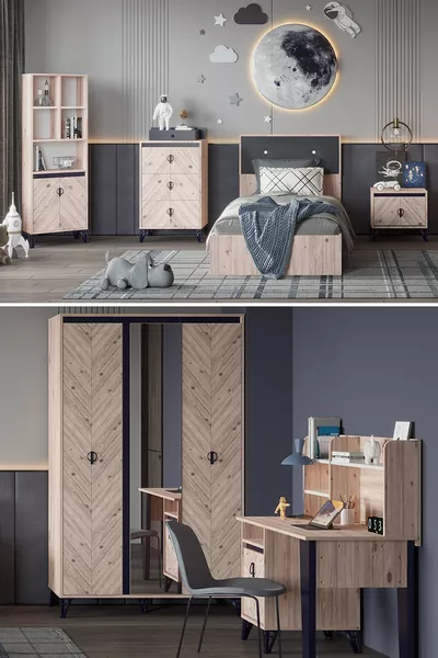 Arda Youth & Children's Room Set Atlantic Pine/Dark Navy