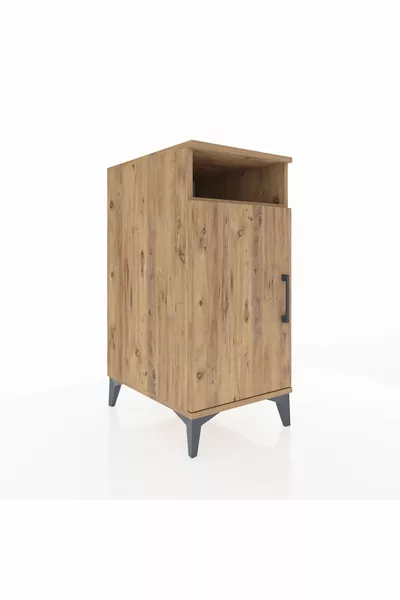 Kronos Nachtkastje met 3 Planken en 1 Deur, Den-Hout