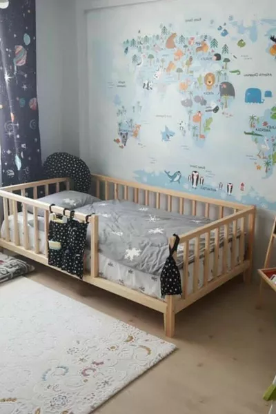 Unisex Montessori Baby- en Kinderbed Natuurlijk Houten Bed