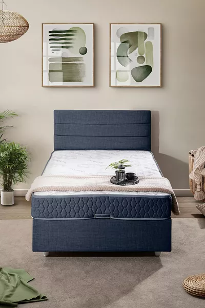 Комплект легло Sofia с единична база и табла Comfort, тъмносин