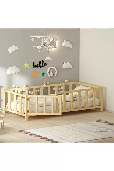Lit Montessori Troy avec portes en pin
