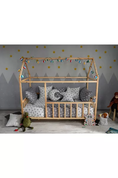 Unisex Kinder Baby Dachförmiges Natur Montessori & Bett