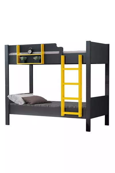 Bunk Bed, Asia Detachable Bunk Bed, 2-piece Anthracite - Yellow - Cm