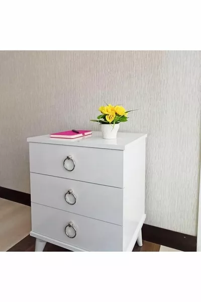 كومودين / خزانة صغيرة 3 أدراج فضية / غرفة نوم / غرفة شباب / غرفة أطفال / غرفة رضّع