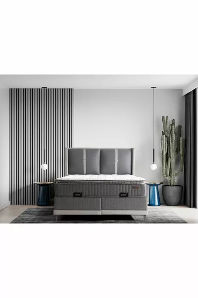 Matelas orthopédique Napol gris en peluche avec poche et ressorts