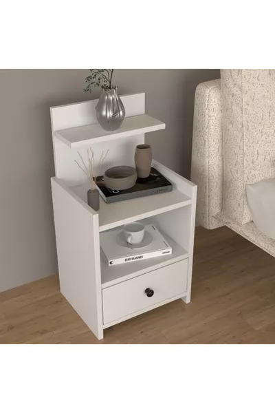 Table de chevet moderne à tiroirs avec étagères % MDF
