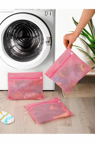 İNKOHA 3 Pieces Baby Kids Sock Washing Bag Pink
