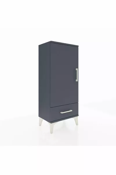 Table de chevet Arges avec 3 étagères, 1 tiroir et 1 porte, anthracite-anthracite