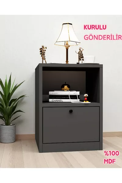 Bifur Nightstand with Hidden Compartment, MDF, Shipped Assembled, No Assembly Required