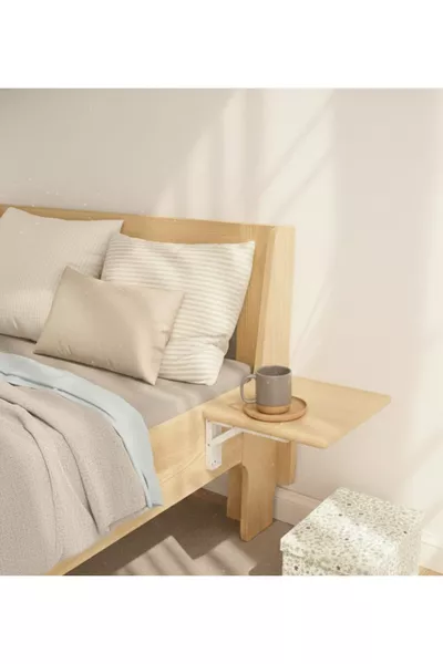 Folding Bed Side Table – × cm Solid Wood Nightstand | Wall and Bed Mounted