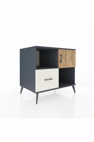Kronos Dressoir 2 Planken 1 Lade 1 Deur Antraciet-Dennen/Steen