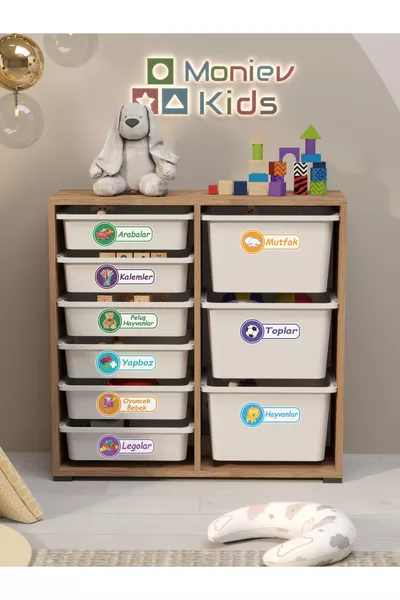 Beyza 9-Basket Multi-Purpose Cabinet with Stickers Toy Cabinet