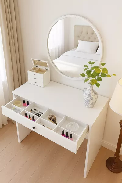 Tavolo da Trucco con Cassetti – Design Minimalista, Materiale MDF, Elegante e Resistente