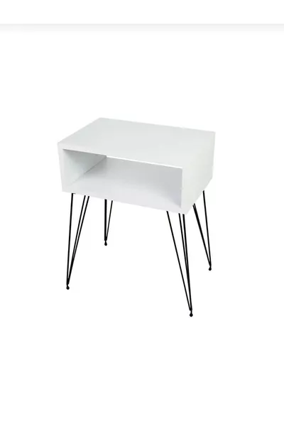 Luxury Metal Leg Nightstand Black and White