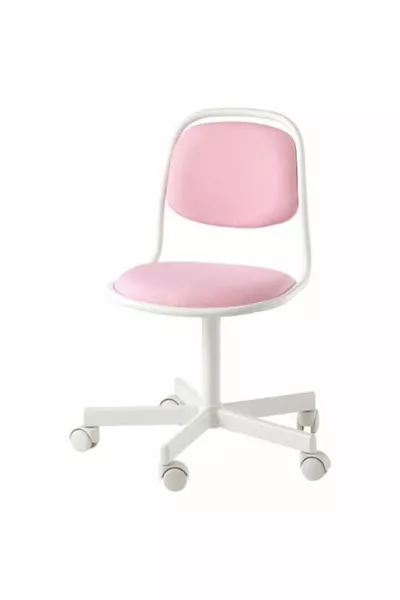 Ereganto - Örfjall Kinderarbeitsstuhl, Weiß-Vissle Rosa, Kinder-Drehstuhl