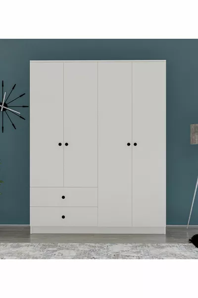 Gm  Novado Armoire 4 Portes 2 Tiroirs avec Poignées Bouton