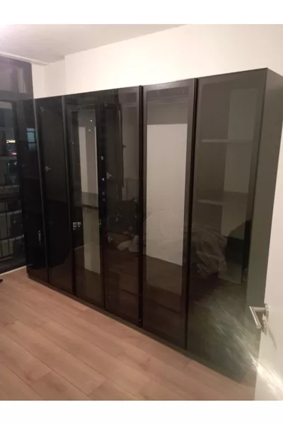 Armoire de dressing Esla modulable à 6 portes vitrées % MDF (LIVRAISON À DOMICILE AVEC MONTAGE INCLUS)