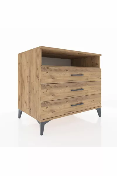 Comò Kronos con una ripiano e 3 cassetti Pino-Pino