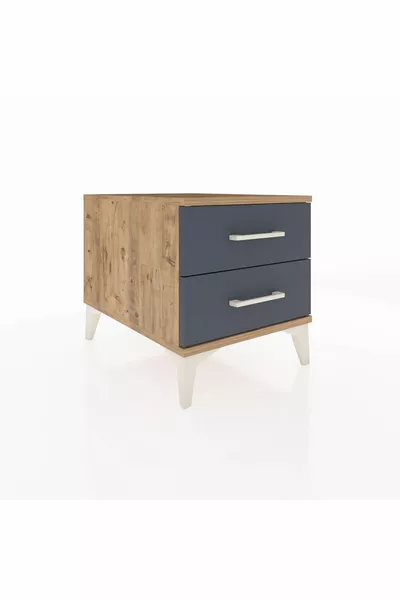 Chevet Kronos 2 tiroirs Pin-Anthracite
