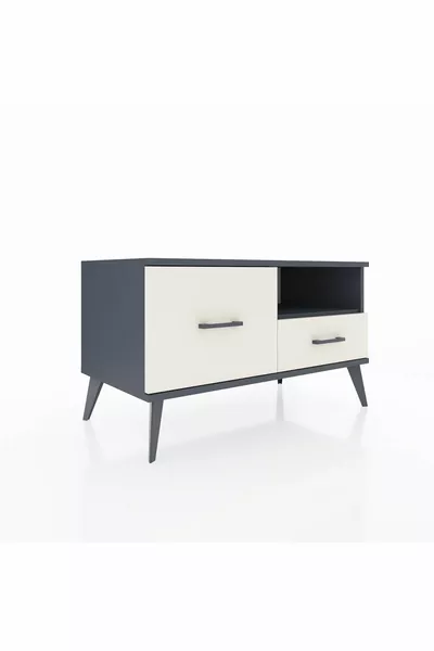 Commode Hyperion à une étagère et 2 tiroirs Anthracite-Anthracite/Pierre de lune