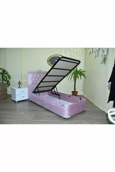 Testiera del letto imbottita in tessuto rosa con piume di cavallo *