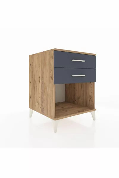 Comodino Kronos a 2 cassetti Pino-Antracite