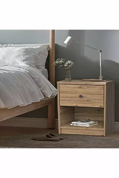 Yonlinesell Dekorex - Walnut Single Drawer Nightstand