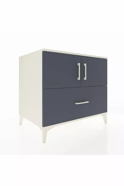 Kronos Dressoir met 2 Planken, 1 Lade en 2 Deuren, Agaatgrijs-Antraciet