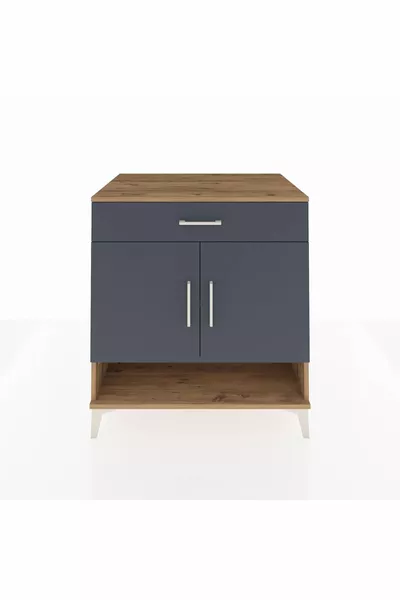 Commode Kronos 2 étagères, 1 tiroir, 2 portes, Pin-Anthracite