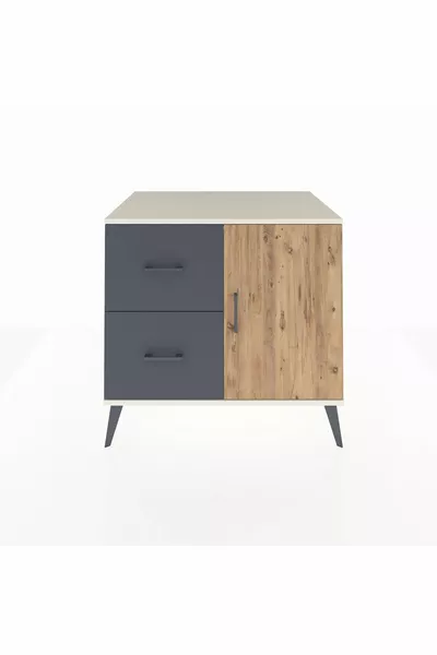 Kronos Dresser Single Shelf 2 Drawers 1 Door Moonstone-Pine/Anthracite