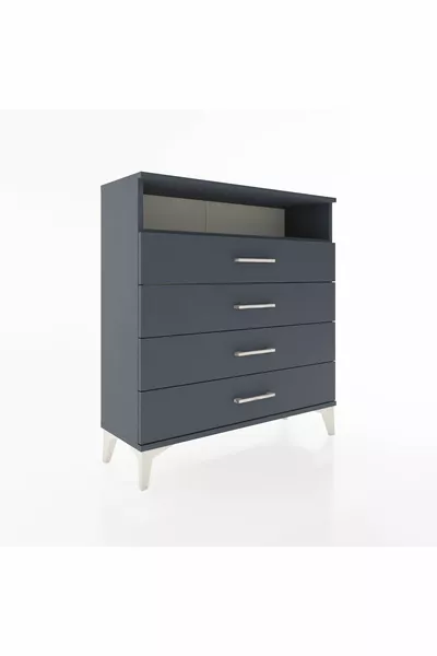 Commode Arges à une étagère et 4 tiroirs Anthracite-Anthracite