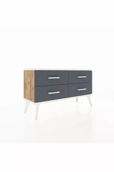 Arges Kommode 4 Regale Kiefer-Marmor/Anthrazit