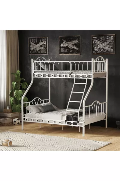 Image 3-Person Parent Triple Metal Bunk Bed White / 